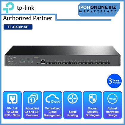 TP-Link TL-SX3016F JetStream 16-Port 10GE SFP+ L2+ Managed Switch TP-Link TL-SX3016F JetStream 16-Port 10GE SFP+ L2+ Managed Switch